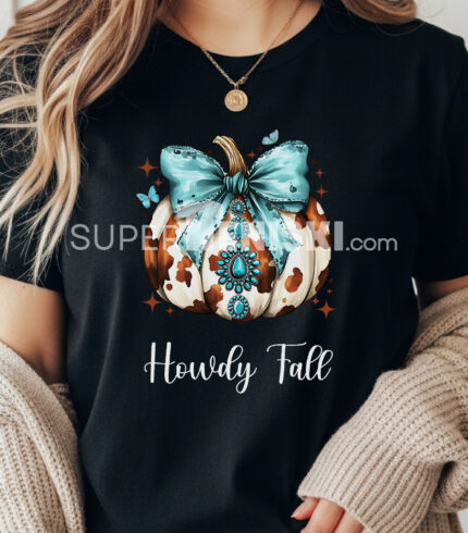 Howdy Fall blue and brown pumpkin