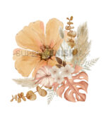 Дамска тениска с цветя и пера - акварелен стил - Изображение 2